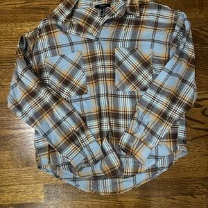 Forever 21 Blue and Brown Plaid Shirt